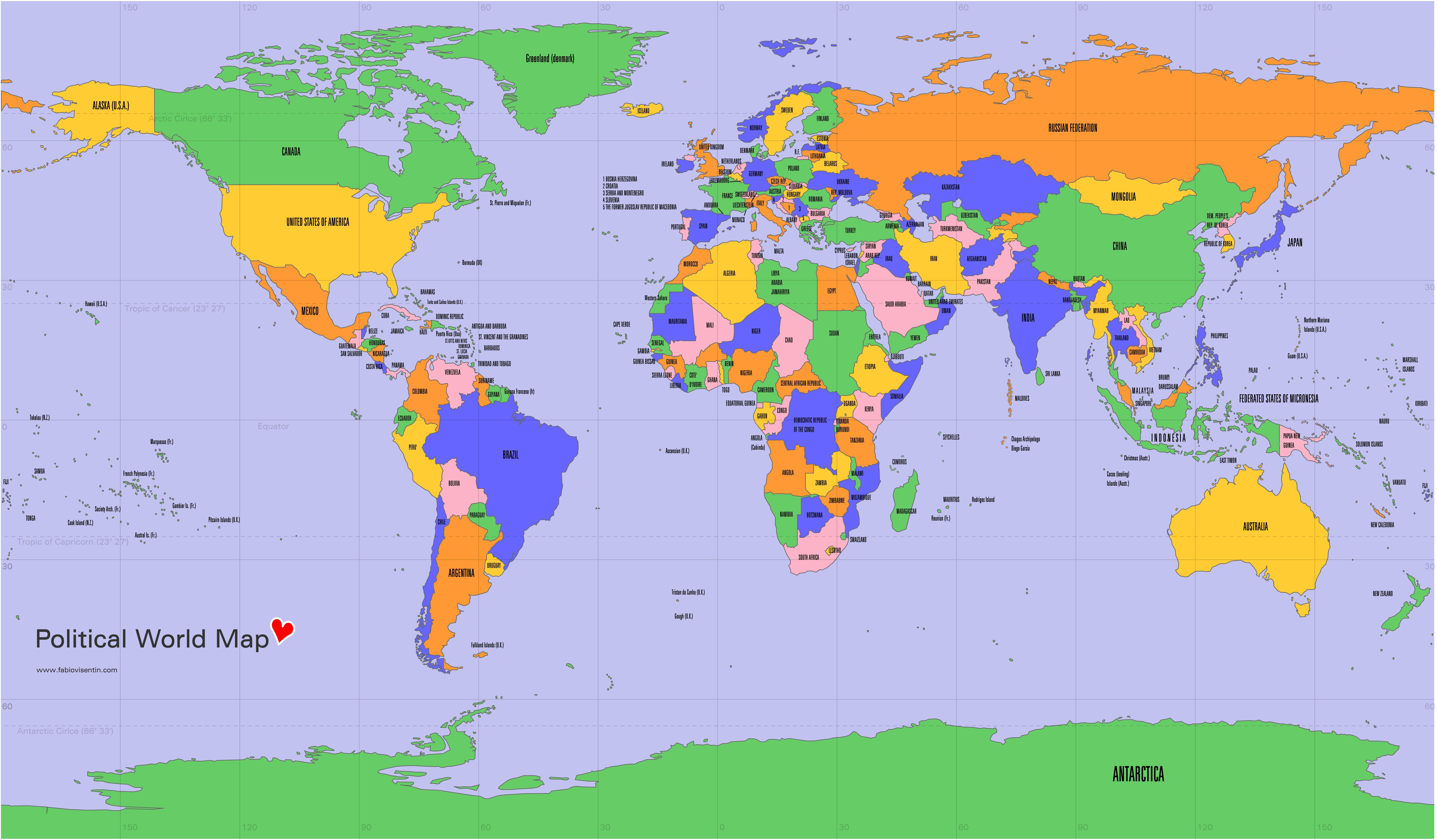 Weltkarte Lander