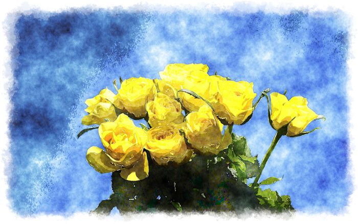 yellow roses bouquet watercolor 