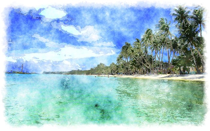 watercolor tropical island 