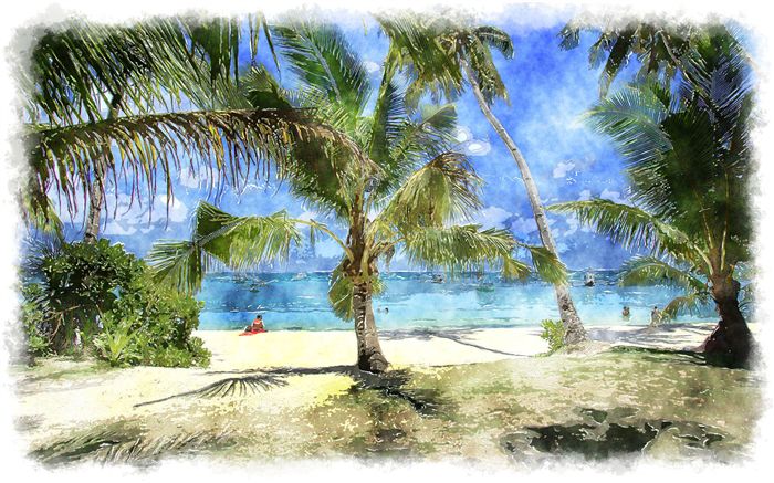 watercolor tropical scenery 